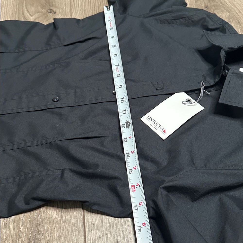 Untuckit Milan Stretch Cotton Button Up Dress‎ Black Office Travel Casual Size 6 - Picture 12 of 16